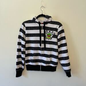 The Muppets L (Junior) stripe hoodie white black green cozy casual fandom Kermit